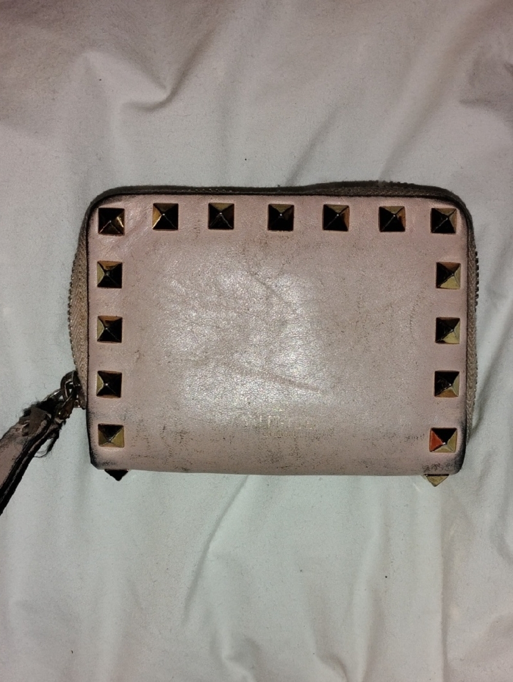 Valentino Pink Leather Studded Zip Wallet
